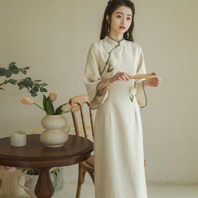 【服装鞋包】春夏新中式女装立体花苞刺绣中国风复古改良旗袍长裙