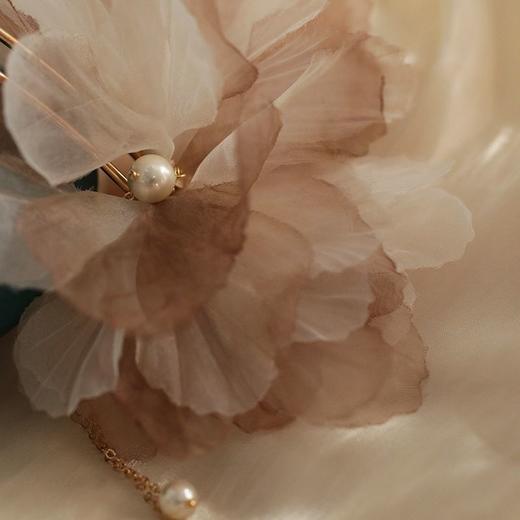 超仙绢花发饰 多层立体渐变纱花花朵U形流苏发钗 甜美森系丸子头 商品图3