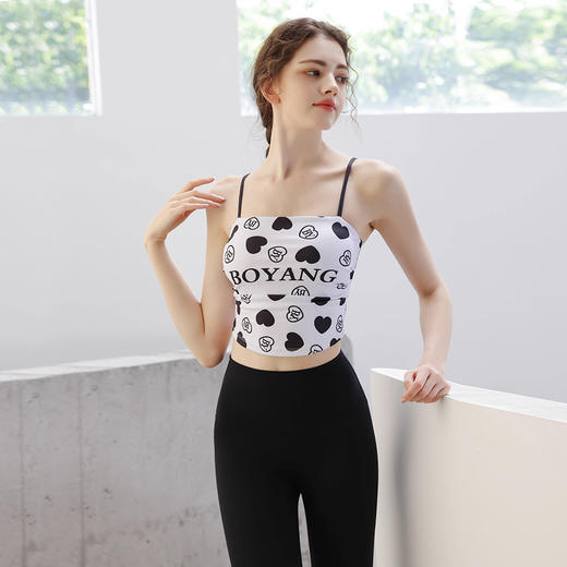 2023时尚印花瑜伽套装女吊带背心修身普拉提运动健身两件套 商品图2