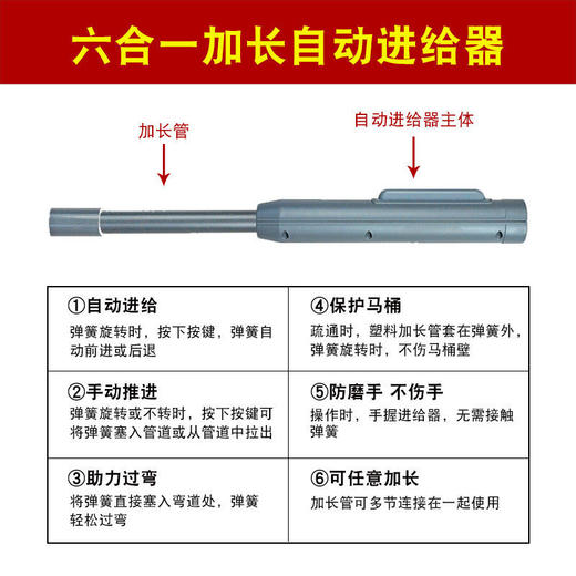 【不用再花钱疏通下水道啦】下水道疏通神器电动管道疏通器家用厕所马桶厨房堵塞弹簧工具 商品图6
