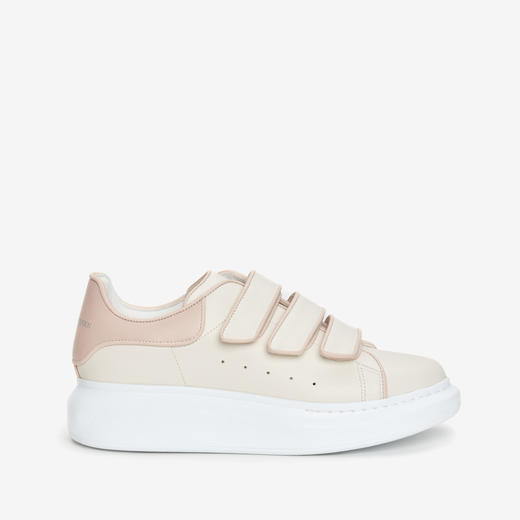 ALEXANDER MCQUEEN 亚历山大.麦昆 女士粉尾阔型三绑带休闲运动鞋 白色 721410 WHJE5 8705 商品图0