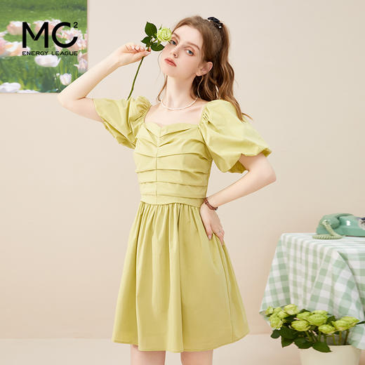 女装方领胸部打褶连衣裙-8397Q3223002 商品图3