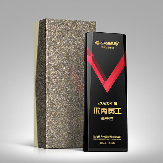 2020新款胜利V字水晶琉璃奖杯定制创意奖牌定制定做年会优秀员工 商品图4