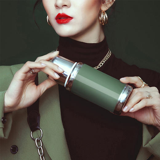 独角犀Rhinolife-TD50300106 复古时尚保温杯橄榄绿350mL 商品图5