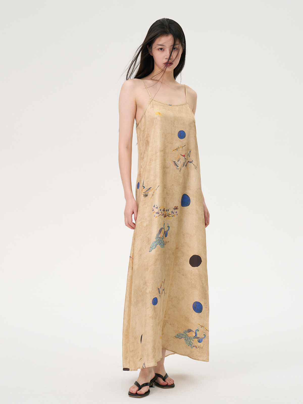 MAISON CECILE复古印花小众原创设计感真丝桑蚕丝吊带裙