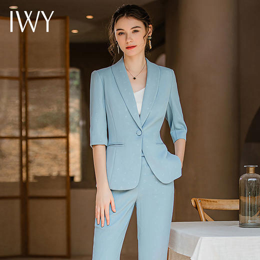 IWY/蓝色西装套装女夏季新款高端时尚主持人正装美业职业装气质女神范CP1792 商品图4
