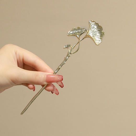 中国风气质银杏叶发簪高级感丸子头发饰古风优雅盘发簪子 商品图5