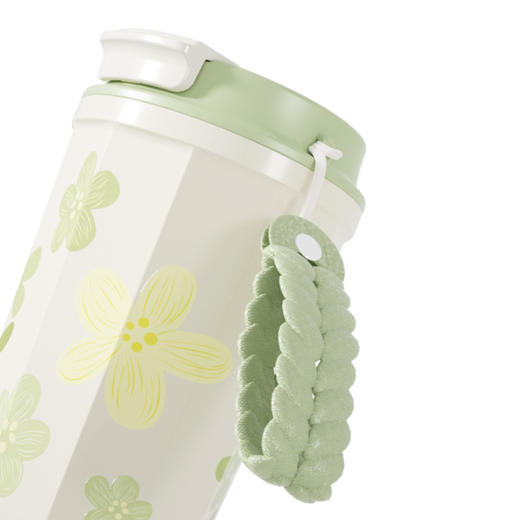 独角犀Rhinolife-TD50202701 双饮口陶瓷内胆咖啡杯春绿海棠 商品图2