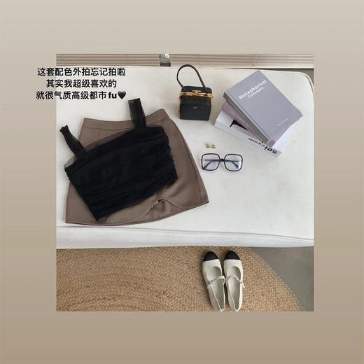 金蘑菇菇 只有裙裤 【夏日情话】夏薄防晒针织开衫背心裙裤三件套显瘦甜美 商品图3