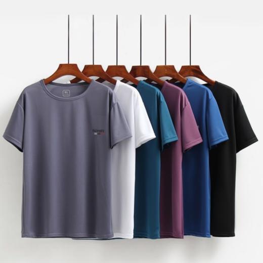 【简约时尚❗️夏季薄款男士圆领短袖】舒适透气，凉爽，速干高弹透气休闲运动健身跑步网孔纯色T恤父亲节礼物优选粉丝专属七夕父亲节礼物新年礼盒年货礼盒 商品图2