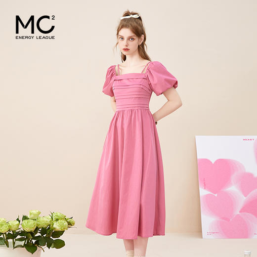 女装一字领收腰A摆净色连衣裙-97075Q3223003 商品图0