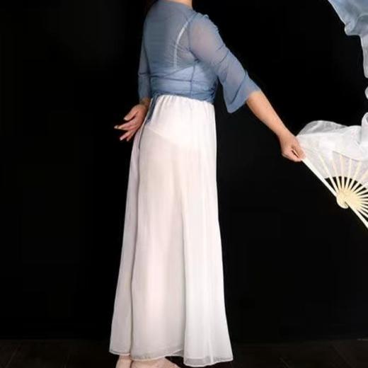 水墨古典舞长绸扇中国风加长灰蓝长绸扇渐变仿真丝古风舞蹈 商品图1