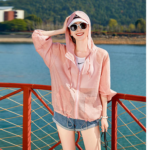 HR WK89139防晒衣轻薄连帽舒适透气纯色宽松 商品图0