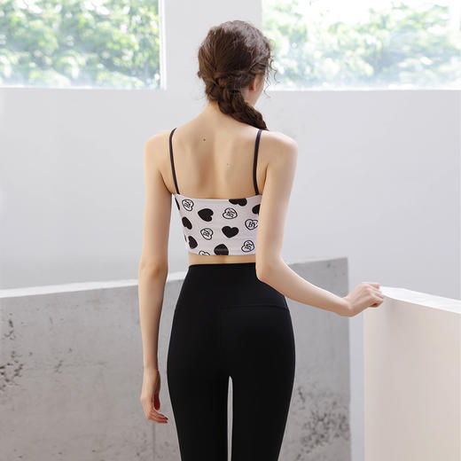 2023时尚印花瑜伽套装女吊带背心修身普拉提运动健身两件套 商品图3