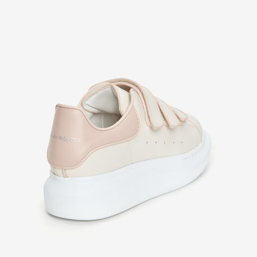 ALEXANDER MCQUEEN 亚历山大.麦昆 女士粉尾阔型三绑带休闲运动鞋 白色 721410 WHJE5 8705 商品图2