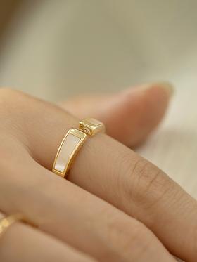 Oflye潮流饰品 轻奢贝壳戒指女新款小众设计食指戒精致开口戒指环潮