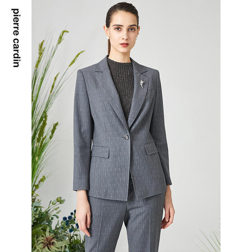 皮尔卡丹女装西服商务高级感羊毛亮葱商务上衣外套P3101U3044H0
 商品图0