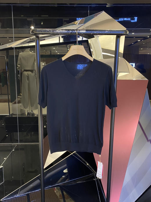 女士羊毛V领短袖衫 商品图0