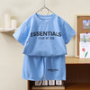 【时尚运动风❗️夏季华夫格儿童短袖套装】吸汗透气柔软亲肤贴身穿着舒适面料，男童女童韩版休闲字母夏装中大童童装  粉丝专属父亲节礼物新年礼盒年货礼盒 商品缩略图1