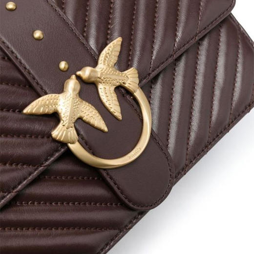 PINKO女士羊皮经典深红色绗缝飞鸟包燕子包 商品图4