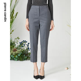皮尔卡丹女装裤子灰色羊毛直筒裤通勤百搭西裤P3101T3019H0
