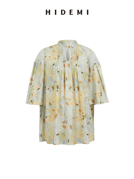 HIDEMI度假系列“夏日捕梦”艺术感手绘印花压褶套装 短袖衬衫/背心/百褶裙/短裤 商品图12