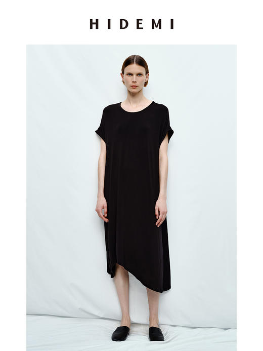 HIDEMI 度假系列极简圆领廓形云朵薄针织T恤连衣裙 商品图6
