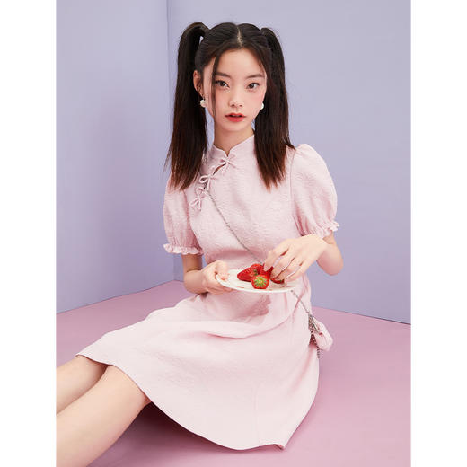 西遇国潮连衣裙女春季新款中国风改良复古旗袍裙D0120028 商品图2