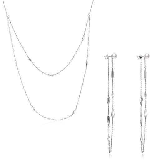 Retro Chic意大利复古时尚首饰 银色眼泪叠戴项链 商品图2