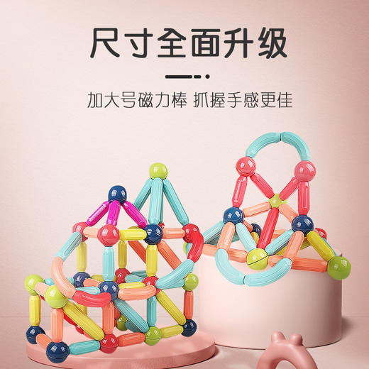【百变磁力棒！培养宝宝的创造力】儿童百变磁力棒套装，开启宝贝创造力，ABS安全材质，防水不掉色，多种造型随意搭，光滑无味放心玩，磁力积木大颗粒，磁铁智力玩具拼装早教益智 商品图3