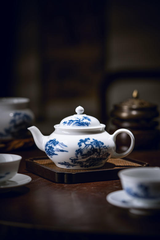 富玉  景德镇玲珑瓷功夫茶具套组釉下彩江南韵茶具 商品图1