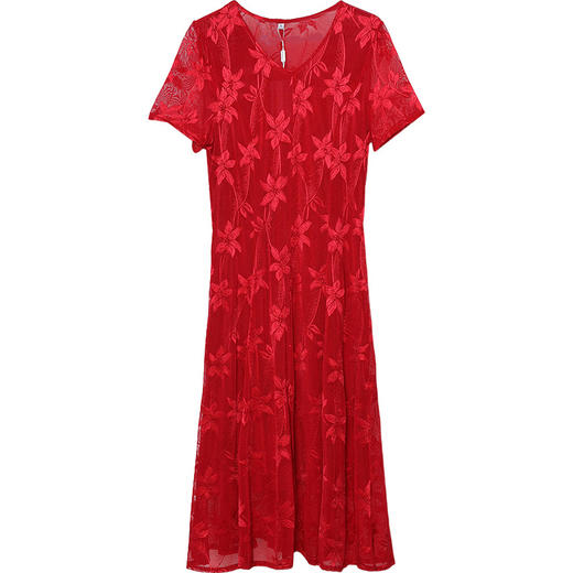 修身时尚，夏款中长款印花大码雪纺裙V领短袖气质优雅连衣裙QYM-FL-X8836-L 商品图4