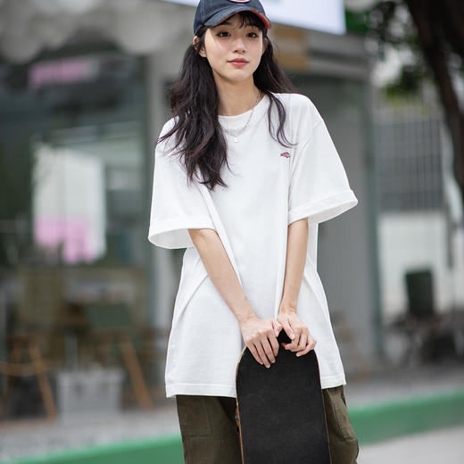 马登女装日系复古全棉文字印花短袖夏季宽松上衣T恤温感变色设计 商品图3