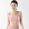 【限时秒】YOGACODE火树银花/镂空美背前胸打褶可拆卸胸垫瑜伽短袖YCDS498 商品缩略图0