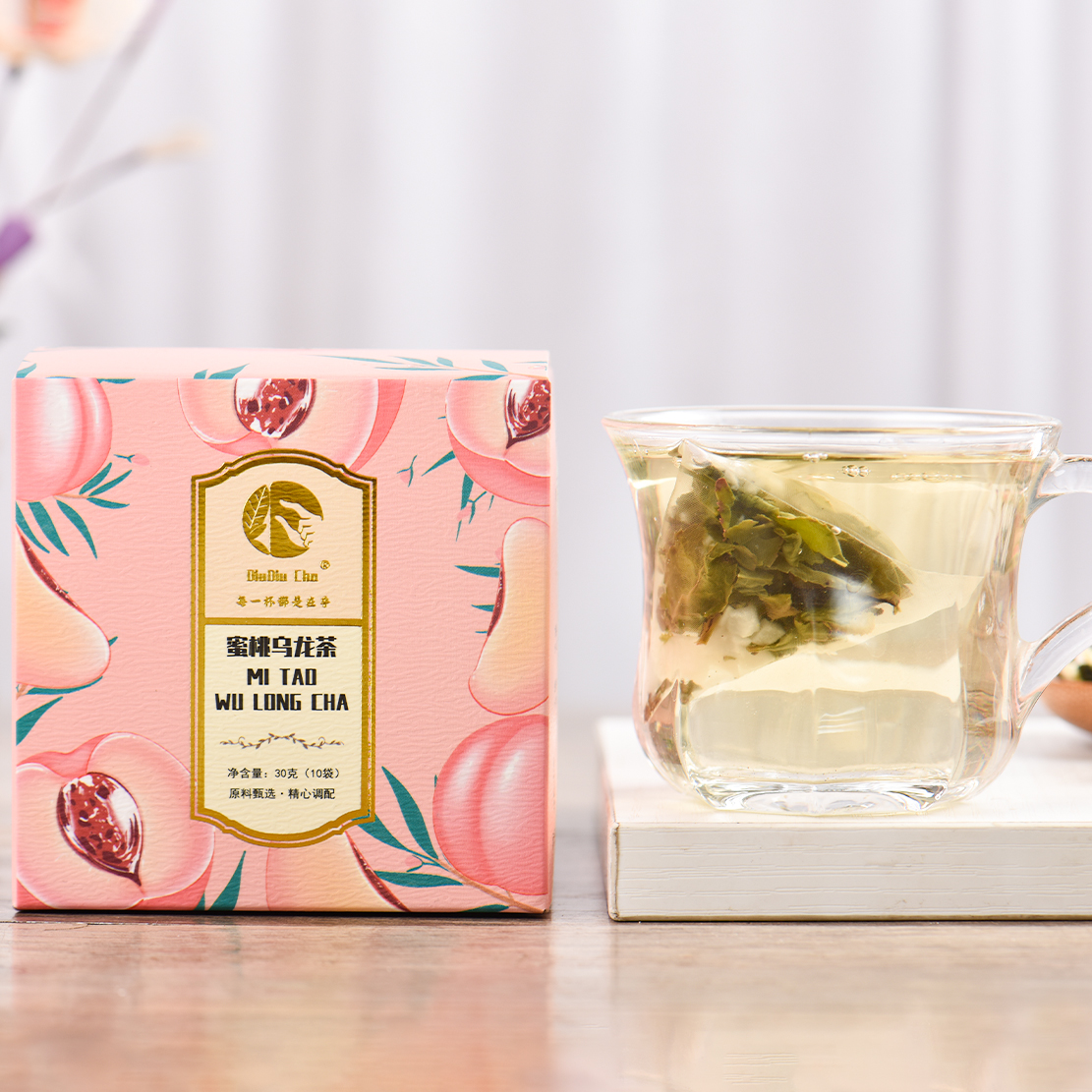 【蜜桃苹果乌龙茶 3g*10袋/盒】蜜桃干+苹果干+乌龙茶3种好料，装满果味茶香