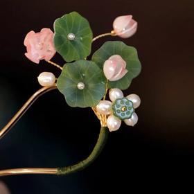 发簪女夏天中国风旗袍配饰 荷花u型簪子女古风盘发丸子头汉服发饰