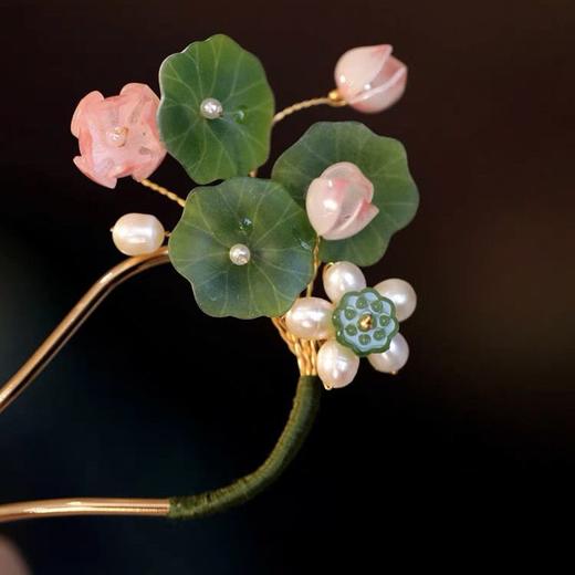 发簪女夏天中国风旗袍配饰 荷花u型簪子女古风盘发丸子头汉服发饰 商品图0