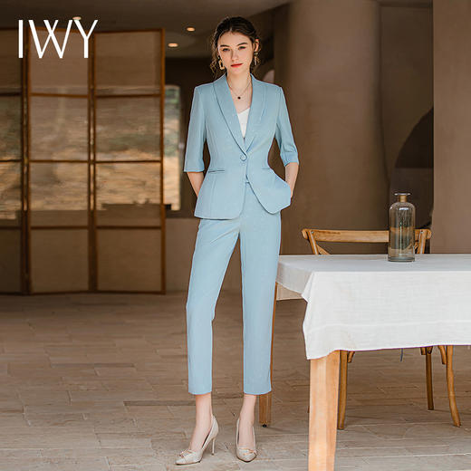 IWY/蓝色西装套装女夏季新款高端时尚主持人正装美业职业装气质女神范CP1792 商品图1