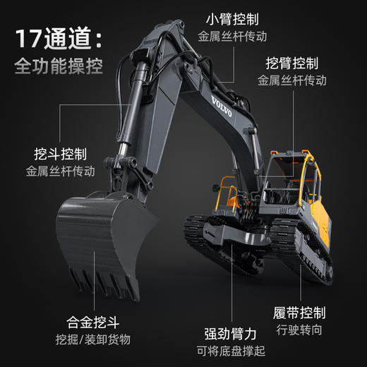 【双鹰】电动合金工程遥控挖掘机搅拌翻斗车 商品图8