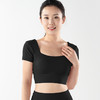 【限时秒】YOGACODE火树银花/镂空美背前胸打褶可拆卸胸垫瑜伽短袖YCDS498 商品缩略图5