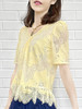 TYNVIE 荷叶装饰短袖圆领上衣 - 黄色 商品缩略图0