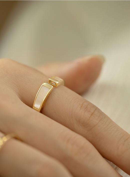 Oflye潮流饰品 轻奢贝壳戒指女新款小众设计食指戒精致开口戒指环潮 商品图4