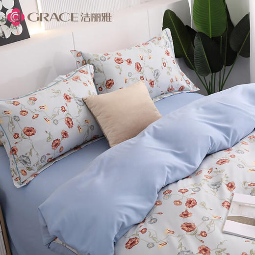 洁丽雅（grace）水洗棉麻四件套-百花谷JLY-YHC0152 吸湿透气 顺滑亲肤 不易起球 不易褪色 安心柔软 时尚典雅 商品图5