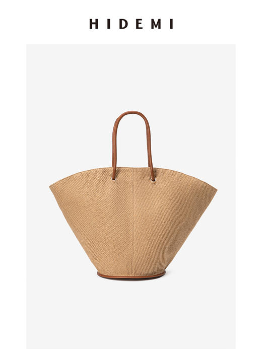 HIDEMI 度假系列草编织拼皮可调节肩带背包 商品图14