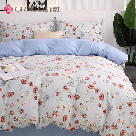 洁丽雅（grace）水洗棉麻四件套-百花谷JLY-YHC0152 吸湿透气 顺滑亲肤 不易起球 不易褪色 安心柔软 时尚典雅 商品图3