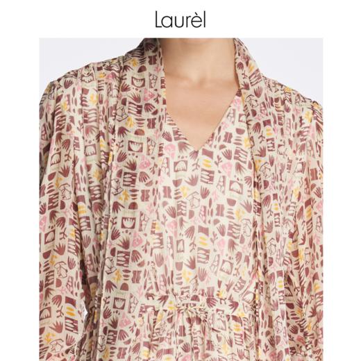 【环保真丝】Laurel劳芮 趣味图案飘带领连衣裙LWL342Y12500 商品图7