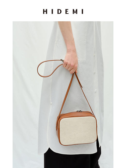 HIDEMI 度假系列帆布拼皮极简相机包 商品图1