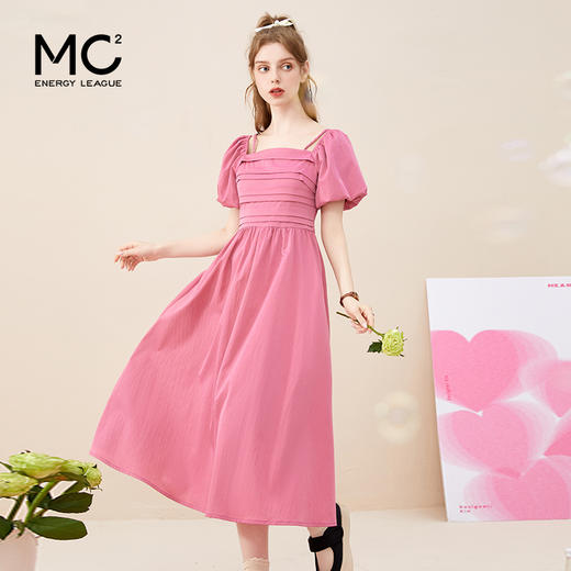 女装一字领收腰A摆净色连衣裙-97075Q3223003 商品图1