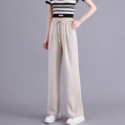 冰丝窄版阔腿裤，夏季新款薄款垂感显瘦休闲直筒女防蚊裤TR-LXH89061 商品图3