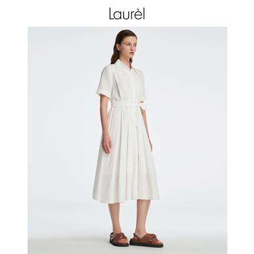 Laurel劳芮 双压褶通勤系带简约衬衫连衣裙LWD341Y03700 商品图8